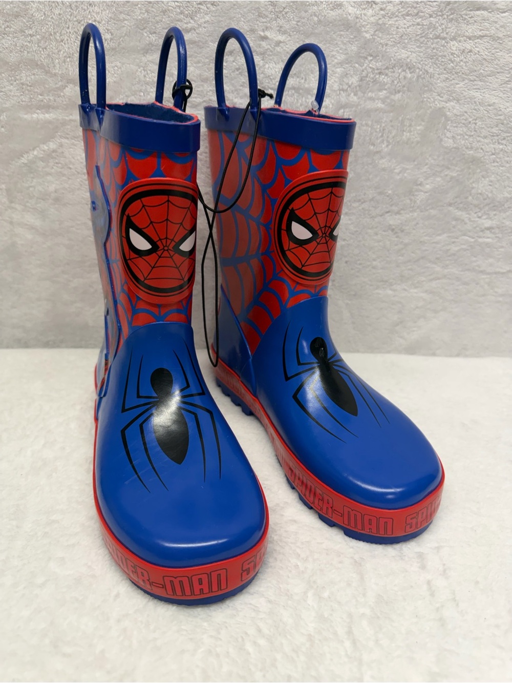 Marvel Spider-Man Kids Rain Boots Blue Red Waterproof Boys Size 13-1